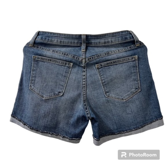 Just Black Womens Blue Mid Rise Cotton Blend Cuffed Denim Jean Shorts Size 26 - Picture 2 of 10